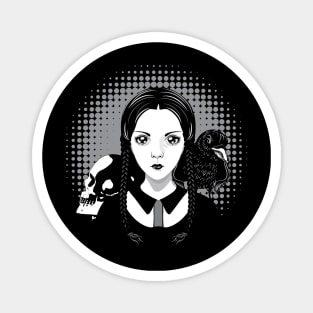 Gothic girl with skull and crow Magnet